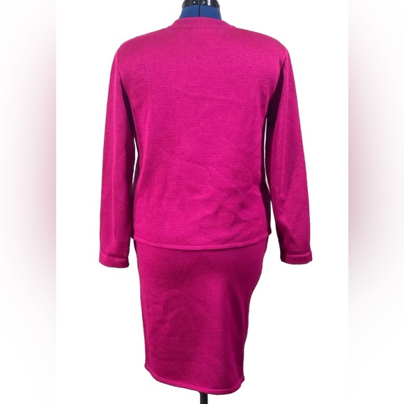Vintage AMI KNITS  Pink  Gold 2-PC knit cardigan & skirt oufit  Sz P8 Barbiecore - Picture 2 of 10